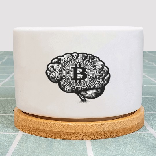 Bitcoin symbol crypto coins brain mindset 2 Plant Pots