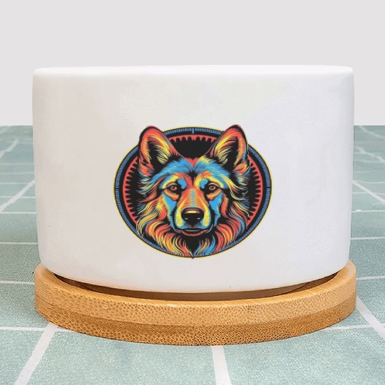 German Shepherd Funny Dog Street Art Comic Pet Plant Pots