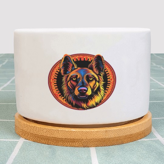 German Shepherd Funny Dog Street Art Comic Pet Plant Pots