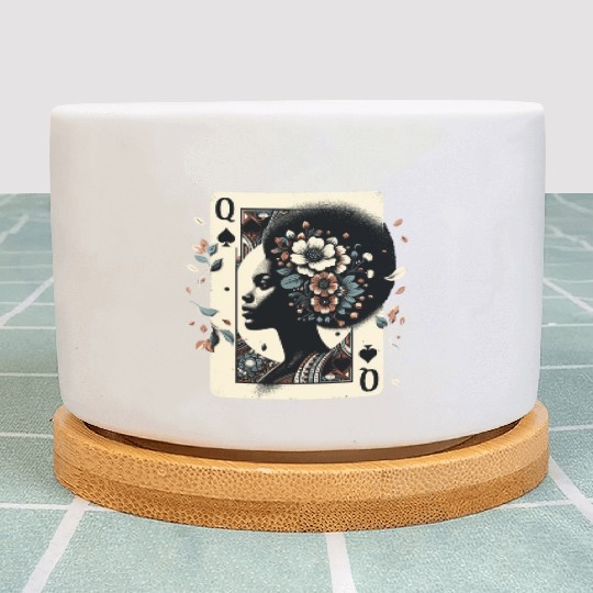 Black Queen Poker Tarot Card African American Plant Pots