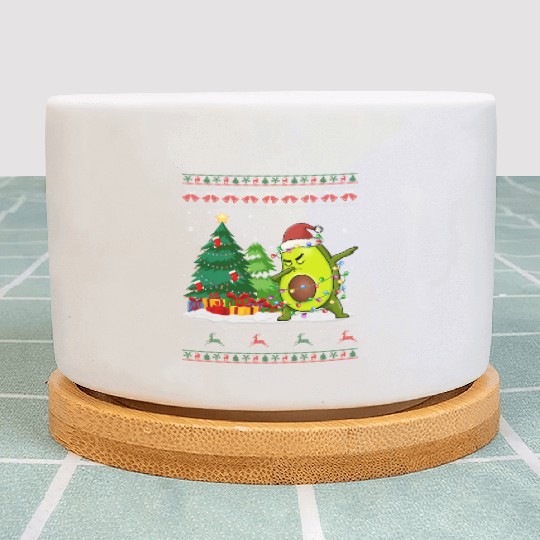 Dabbing Avocado Lover Vegan Santa Hat Ugly Plant Pots