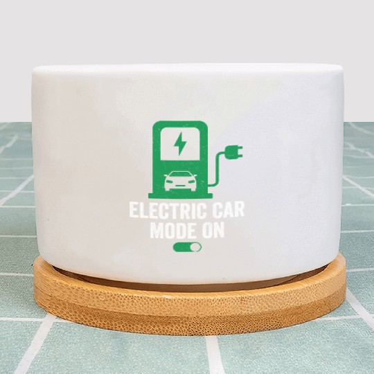 Electric Car Mode On Electric Vehicle EV Driver Plant Pots