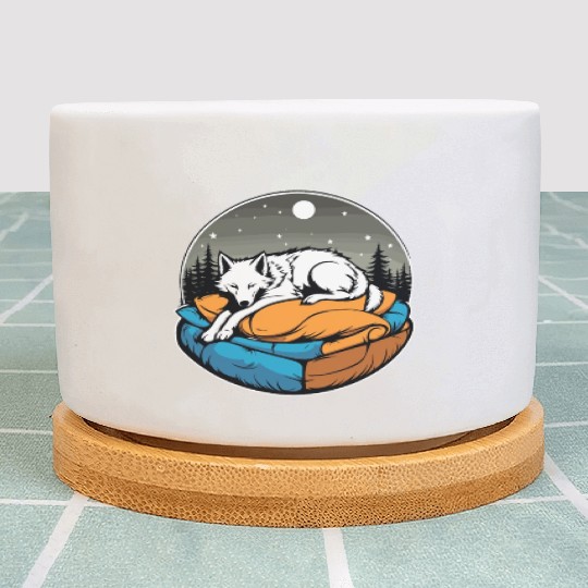 Sleeping Wolf Illustration Plant Pots