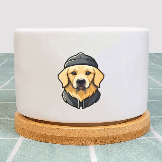 Golden Retriever with cap Plant Pots