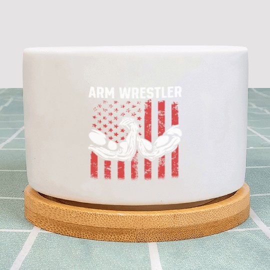 Armwrestling Arm Wrestler US Flag Arm Wrestling Plant Pots