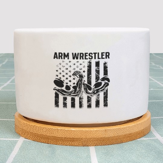 Arm Wrestler US Flag Arm Wrestling Armwrestling Plant Pots