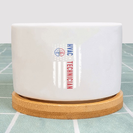 HVAC Technician US American Flag HVAC Mechanic Eng Plant Pots
