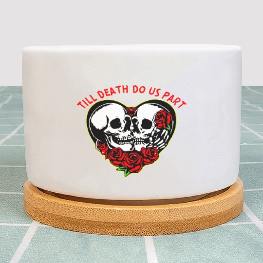 Heart Skulls Till Death Do Us Part © WhiteTigerLLC Plant Pots