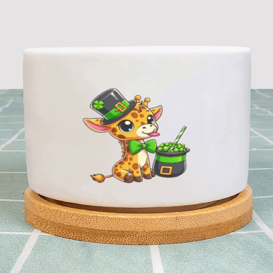 St. Patrick's Day Giraffe with Bubble Tea Plant Pots