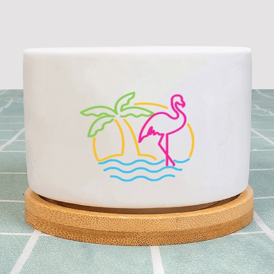 80s Vintage Miami Retro Neon Pink Flamingo Plant Pots