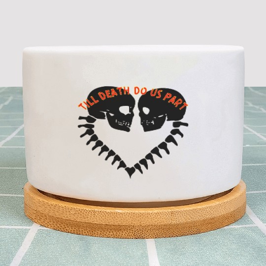 Skulls Till Death Do Us Part Heart © Plant Pots