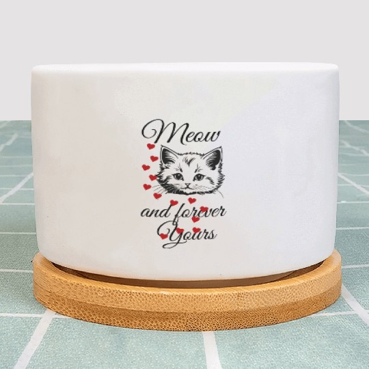 Meow And Forever Yours Valentines Day Kitten Plant Pots
