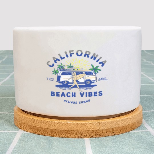California Beach Vibes Retro Camper Van Plant Pots