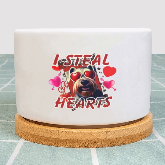 Happy valentine day,I steal hearts puppy lover Plant Pots