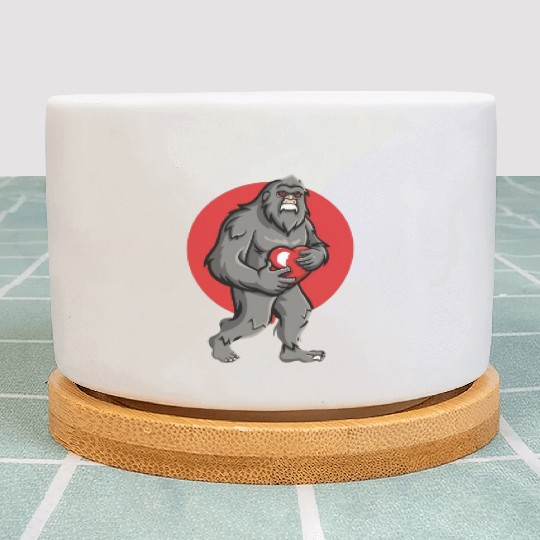 bigfoot heart valentines day Plant Pots