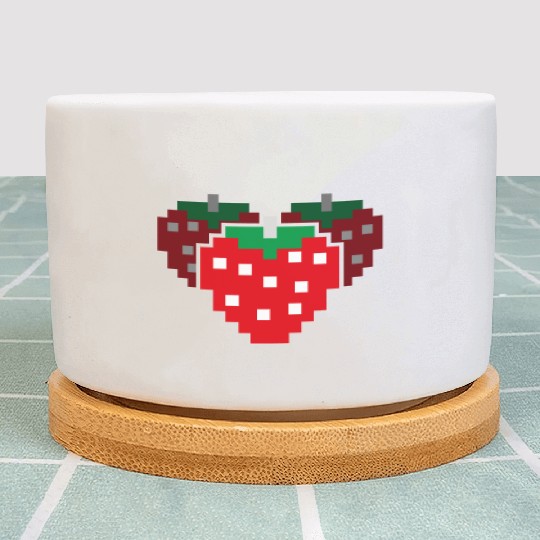 8 Bit Pixel Strawberry 80s Video Game 100 Days of Plant Pots