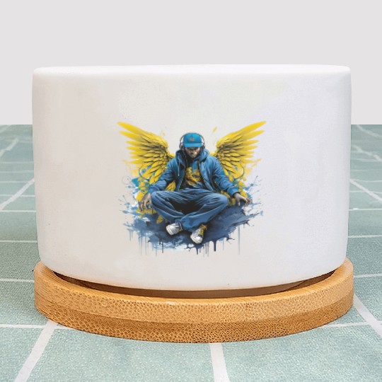 Urban Angel Wings DJ Graphic Stylish Streetwear Plant Pots