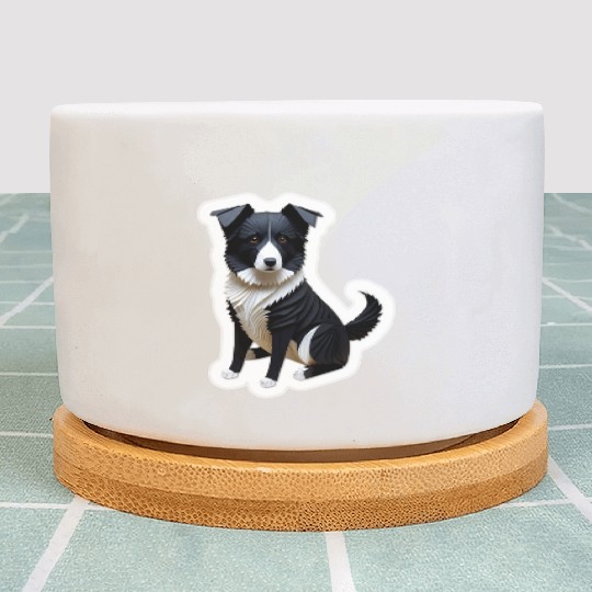 Origami Border Collie Plant Pots