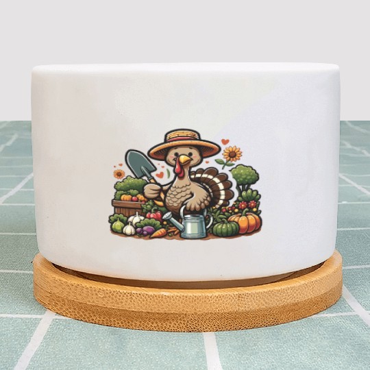 Thanksgiving Garden Turkey Gardener Vegetable Plant Pots