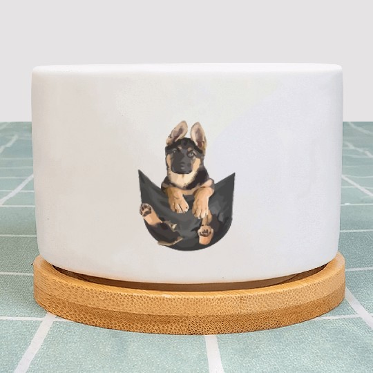 German Shepherd In Pocket Funny Dog Lover Plant Pots
