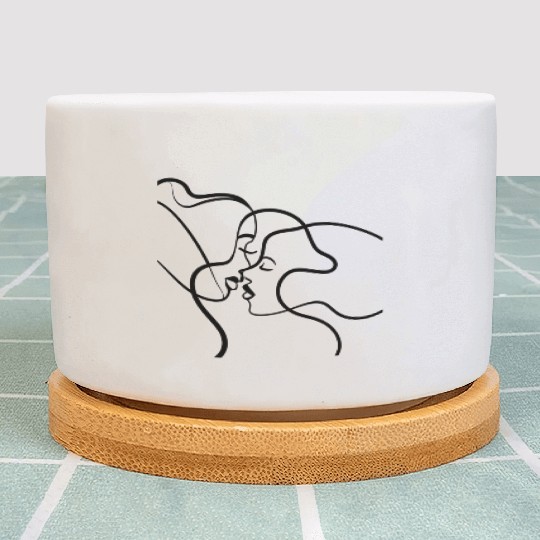 Lesbian Couple Line Art Plant Pots