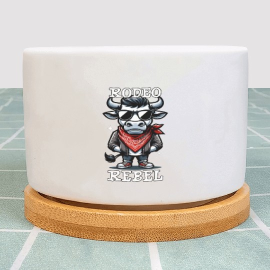 Rodeo Bull Riding Livestock Show Farmer Cattle Plant Pots