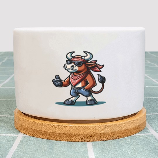 Rodeo Bull Riding Livestock Show Farmer Cattle Plant Pots