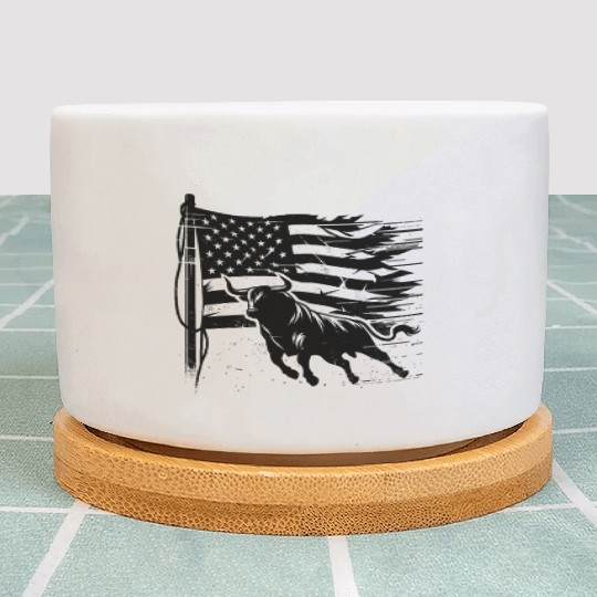 Rodeo Bull Riding Livestock Show Farmer Cattle Plant Pots