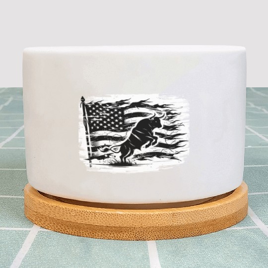 Rodeo Bull Riding Livestock Show Farmer Cattle Plant Pots