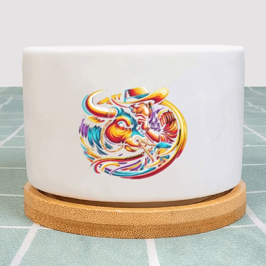 Rodeo Bull Riding Livestock Show Farmer Cattle Plant Pots