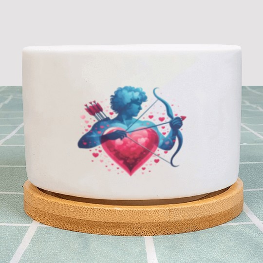 Valentine's Day: Cupid with a love arrow and heart Plant Pots