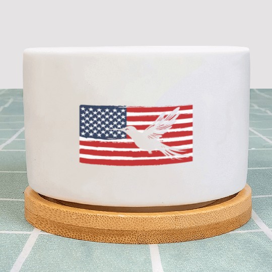 Hummingbird Us Flag Us American Flag Plant Pots