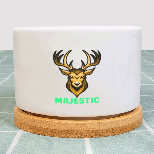 Black and Yellow Illustrative Deer Animal Logo Plant Pots