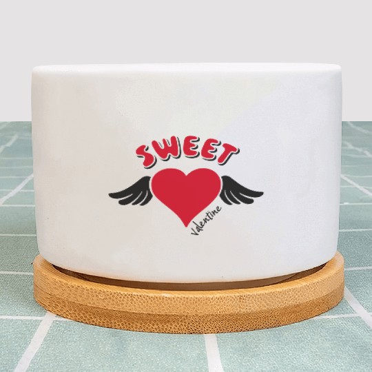 Sweet Valentine Valentine's Day Heart Cupid Wings Plant Pots