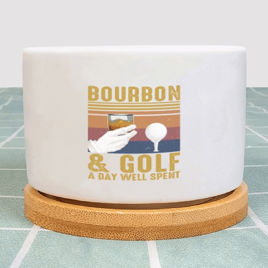 Bourbon Golf Funny Golfer Bourbon Lover Plant Pots