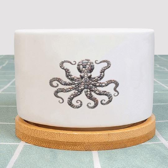 Tentacle Embrace - Octopus Pebble Mosaic Plant Pots