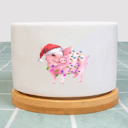 Pig Christmas Light Plant Pots
