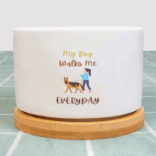 German Shepherd Dog Walking Plant Pots