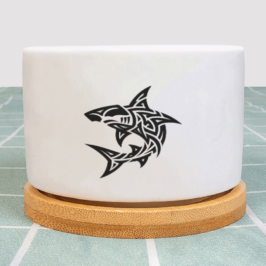 Tribal Hammerhead Shark Style Diver Fan Tattoo Plant Pots