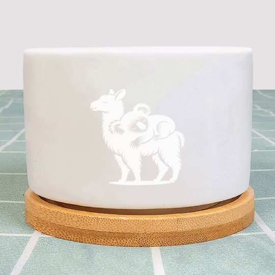 Funny Llama With A Chilling Koala On Its Back Plant Pots