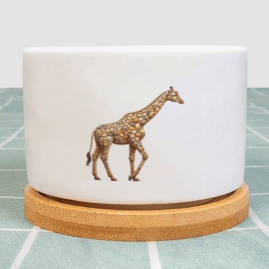 Serene Giraffe - Pebble Art Plant Pots