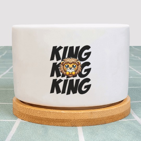 Cute Kawai Lion King Design - Kawai Lion Art Black Plant Pots