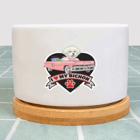 A cute I love my Bichon Frise Dog Plant Pots