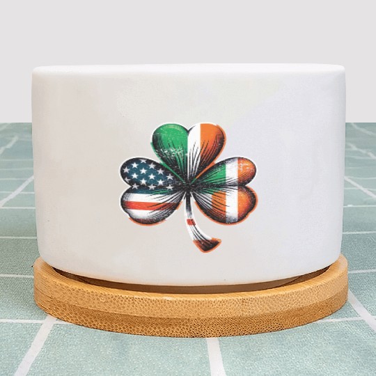 Irish American Shamrock Stars Stripes Plant Pots
