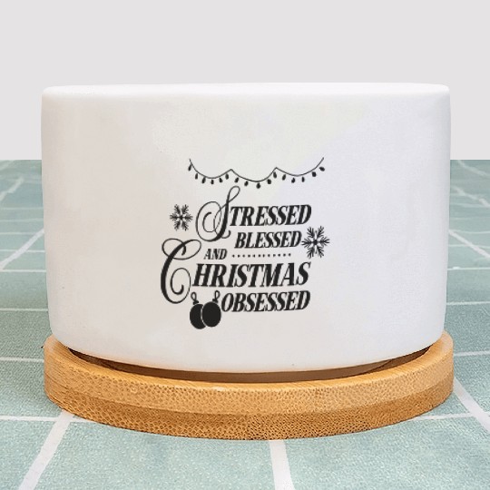 Family Love Stressed Blessed and Christmas Plant Pots