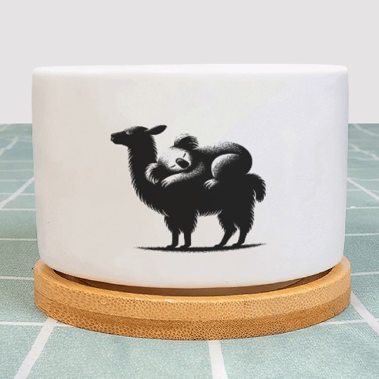 Cuddly Llama With A Chilling Koala On Its Back Plant Pots