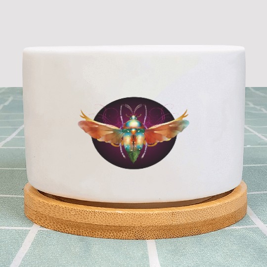 imaginative colorful shimmering insect with wings Plant Pots