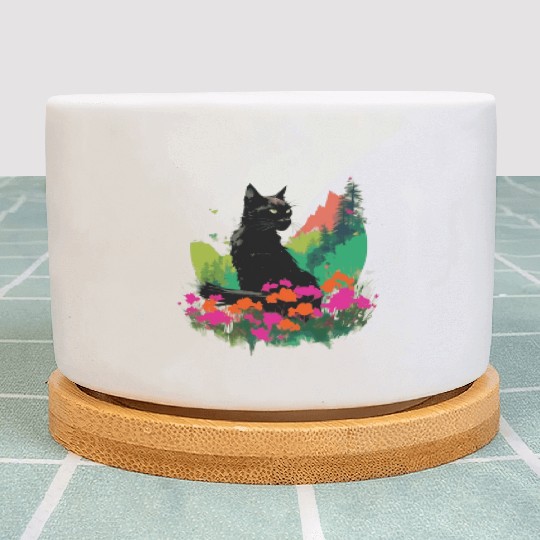 Cat Spring And Nature Plant Pots