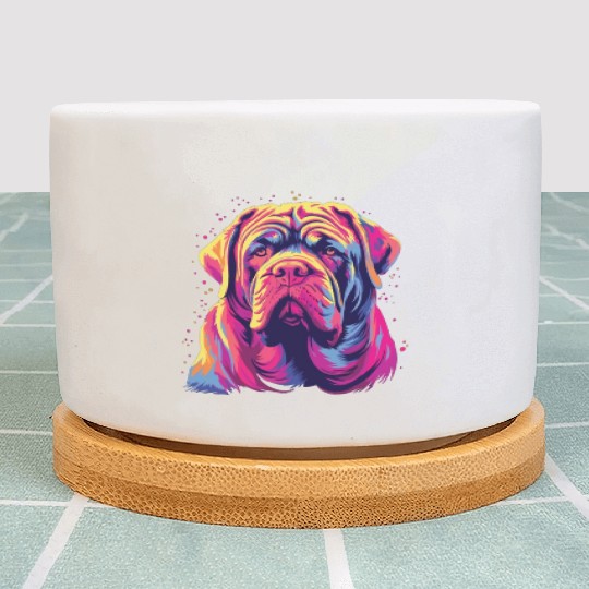 Watercolor Colorful Neapolitan Mastiff Plant Pots