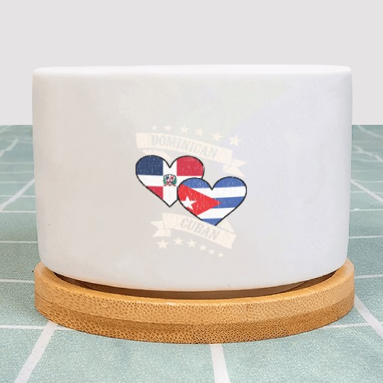 Dominican Cuban Heart Flags Dominican Republic Cub Plant Pots